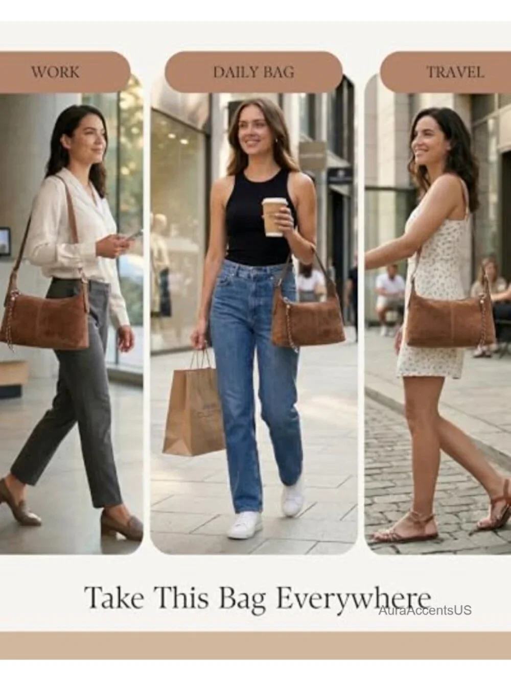 Slouchy Vegan Suede Shoulder Bag Crossbody with Adjustable Strap